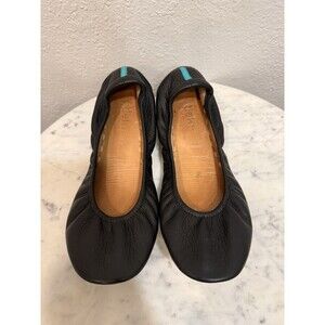 TIEKS by Gavrieli Matte Black Foldable Slip-On Leather Ballet Flats Size 8